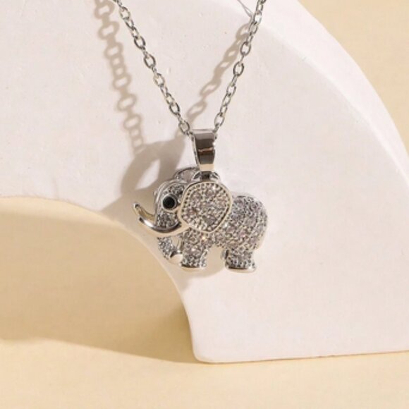925 Sterling Silver Womens 1ct Diamond Elephant Pendant Necklace Ladies Jewelry